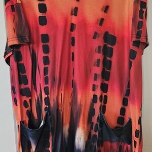 Vibrant Orange & Red Tie-Dye Pocket Tee